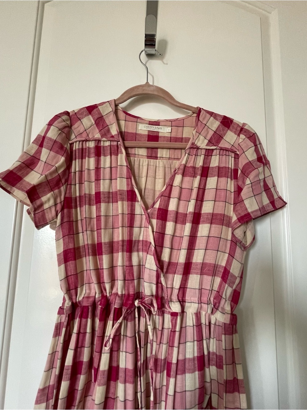 Christy Dawn the Dawn Pink and Cream Plaid Maxi Dress - Picture 3 of 10